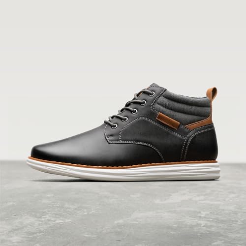 Bruno Marc Men's Mid Top Chukka Sneaker Lace Up Dress Boot,Size 12,Dark/Grey,GRAND-HIGH