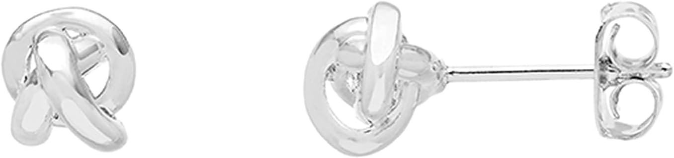 Estella Bartlett Silver Plated Knot Stud Earrings, Brass