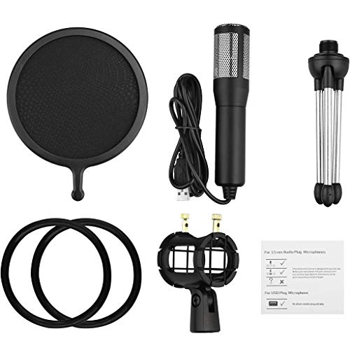 LTLJX Microfone condensador cardioide para transmissão por USB e microfone condensador profissional