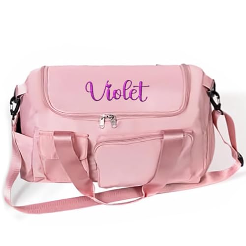 Personalized Travel Duffle Bag Embroidered Name,Custom Travel Bag,Large Capacity Foldable Storage Carry Duffle Bag,Suitable For Men's And Women's Travel,Gym,Sports,Weekend Overnight Bag (pink)