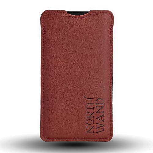 NorthWand Wysokiej jakości etui z prawdziwej skóry do iPhone 15 Pro / 15, 14 Pro / 14, 13 Pro / 13, 12 Pro / 12 sztuk, etui na telefon komórkowy – skóra garbowana roślinnie z wytłoczonym znakiem