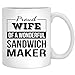 N\A Orgogliosa Moglie di Sandwich Maker Regali Divertente Tazza di caffè Anniversario Tazza da tè in Ceramica Bianco 11OZ