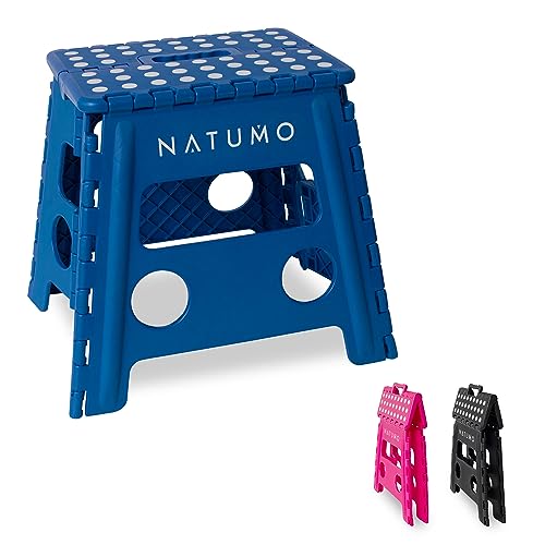 NATUMO® Sgabello pieghevole XL per bambini e adulti, sgabello pieghevole, leggero e antiscivolo, per campeggio, bagno, cucina e giardino, 33 cm (blu reale)