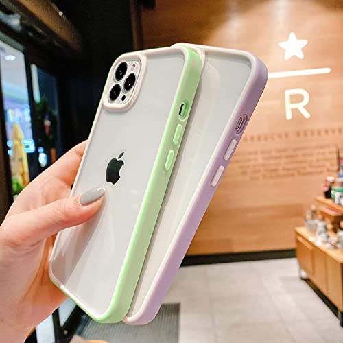 Image of mobistyle Designed for iPhone 13 pro Cover, Camera Protection Polycarbonate Transparent Back with TPU Edges Back Cover Case (Green)