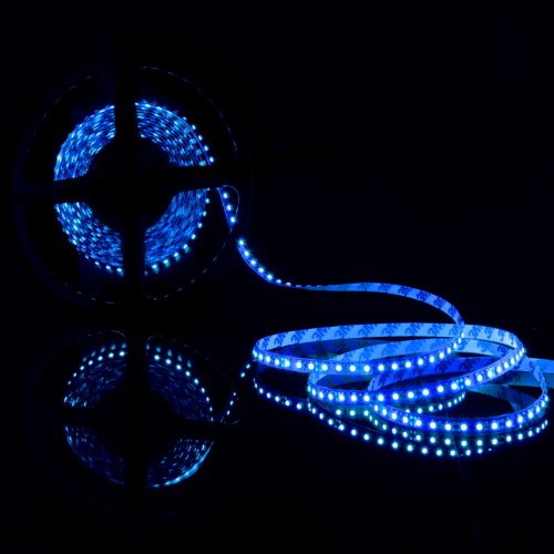 Image of ABI High Brightness Blue Flexible LED Light Strip with AC Adapter, SMD 5050 LED Chips, 5 Meters / 16.4 FT Spool, 12VDC