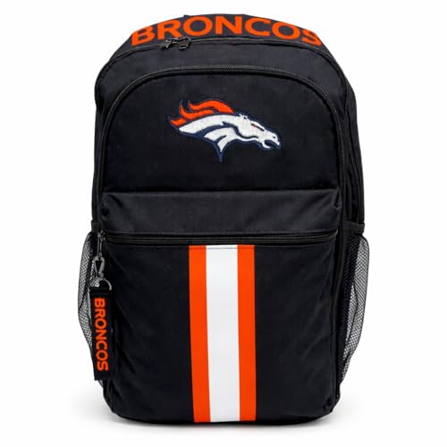 Image of NFL Denver Broncos Backpack - Triple Stripe Wordmark Design with Keychain