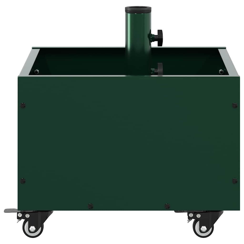 Supporto per ombrellone verde, 45 x 45 x 45 cm, in acciaio, resistente, arrotolabile, stabile, resistente alle intemperie, per giardino, terrazza, balcone, campeggio, attività all'aperto