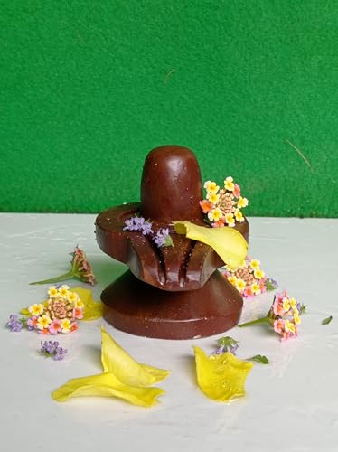 Image of Akhand Shivling Natural & Original Narmada Stone Shivling, Narmadeshwar 4 x 4 Inch for Worship at Home (Brown)