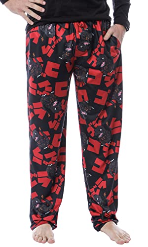 Godzilla Men's Character And Japanese Script Allover Pattern Adult Lounge Sleep Pajama Pants