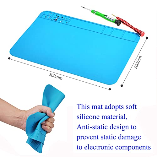 Adjustable Helping Hands Extra Third Hand Base Station Stan With Alligator Clips With Magnifier Glass + Repair Silicone Mat Heat Resistant Anti Static Mat For Repairing Soldering Tool #TOP4