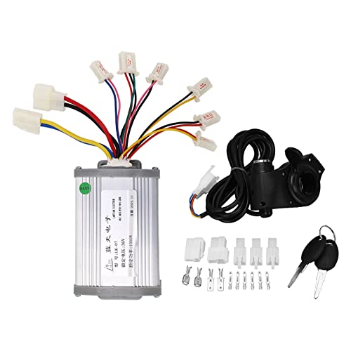 Tbest Juego de Conversión de Bicicleta Eléctrica Kit de Controlador de Motor de Cepillo de 36 V 1000 W con Empuñadura de Acelerador de Pulgar e Interruptor de Faro Aleación