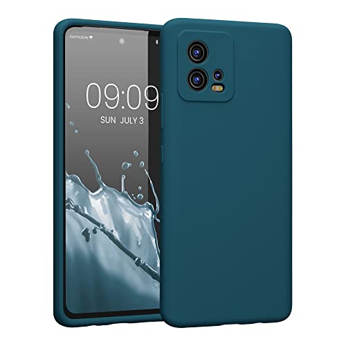kwmobile Case Compatible with Motorola Moto G72 Case - Slim TPU Silicone Phone Cover - Soft Touch Finish - Petrol