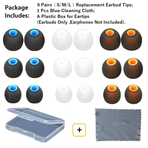 Image of Earbuds Replacement Tips Silicone Earbud Tips Ear Gels Fit for Inner Hole from 3.8mm - 5.1mm Earphones 9 Pairs S /M /L