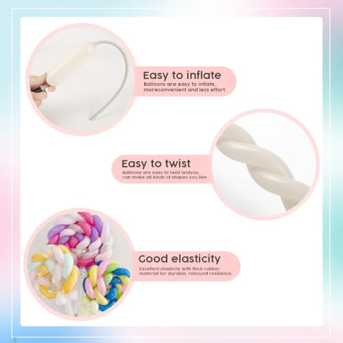 Image of Sand White Long Balloons - 260 Balloons for Balloon Arch & Party Decor | Sand White long balloons for balloon arch & string garland decorations, thick latex & easy to inflate, great for birthday