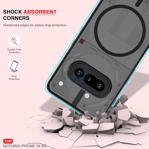 Image of AESTMO Nothing Phone 3A 5G Back Cover | 360 Protection | Matte Frosted Hard Back Translucent | Compatible with MagSafe Accessories for Nothing Phone 3A 5G (Smoke Black Matte PC+Black TPU Bumber)