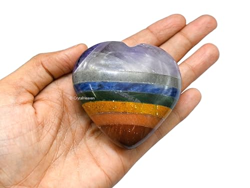 Image of Crystal Heaven Certified Chakra Heart Palm Pebbles Stones For Anxiety Stress Relief Massage-Aaa Grade Original Healing Gemstone Agate Heart Palm Stone For Yoga Meditation Spiritual