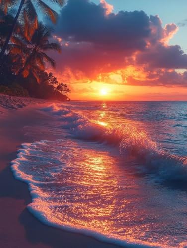 5D diamond painting coucher de soleil broderie diamant complet 90x120cm