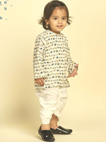 Image of POLKA TOTS Premium Cotton Dhoti Kurta Set for Kids Boys | Traditional Angrakha Style Ethnic Wear for Boys | Kurta Dhoti Set for Kids | Festive & Wedding Clothing Set for Baby