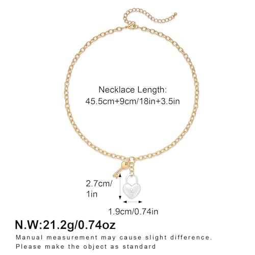 FAMARINE Lock Key Pendant Necklace for Women Gold Plated Lock Necklaces for Birthday — view 5