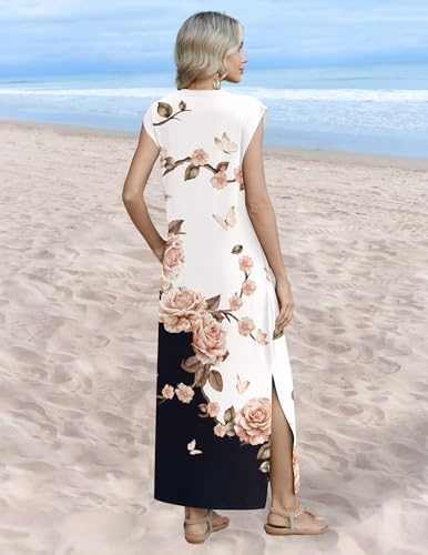 Image of Zeagoo Summer Dresses for Women 2026 Long Maxi Sundresses Loose Split Wrinkle-Free Beach Travel Vacation Clothes