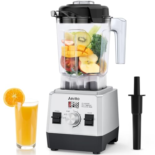 Comparison: Best Blender For Pureeing Food 7 Aeitto Blenders for Kitchen with 68Oz. Large Capacity, 1800W Max Power Smoothie Blender, 3 Preset Programs & 7 Speeds, Professional Countertop Blender for Smoothies, Ice Crush, Frozen Drinks, Silver
