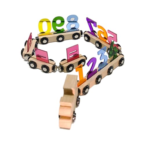 Weldphur Set Di Trenino Giocattolo | Strumento Per Apprendimento Precoce Con Numeri Magnetici - Trenino Magnetico in Legno con Carrozza - per Bambine Compleanno Natale Capodanno Prescolare
