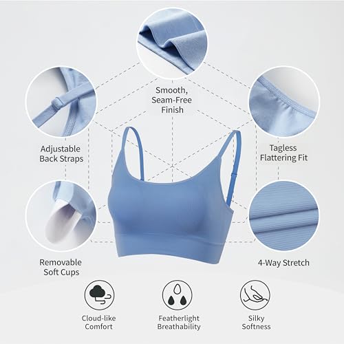 AMRIY Womens Sports Bras for Women Light Support Padded Workout Bras for Women Supportive Seamless Women's Wireless Yoga Bra4