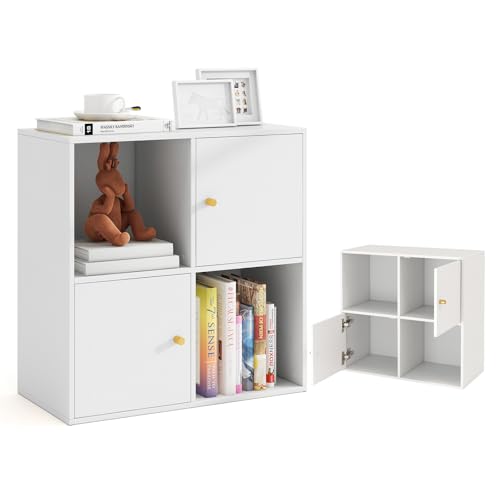 KOMFOTTEU 3 Ebenen Bücherregal mit 4 Fächern, Bücherschrank...