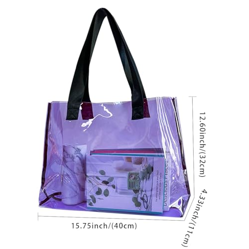 Large Purple Clear Tote Bag-Versatile,Waterproof,Stain Resistant,Transparent Shoulder Tote Bag,Work Shoulder Tote Bag2