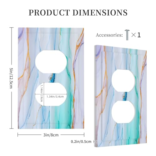 Decorative Outlet Covers Modern Ink Blue Green Marble Texure 1 Gang Duplex Light Switch Cover Plate Unique Wall Plate Electrical Switch Plate Covers for Kitchen Bathroom Home Decor