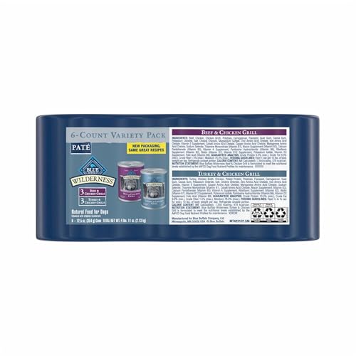 Blue Buffalo Wilderness Beef and Chicken Grill and Turkey and Chicken Grill High-Protein Wet Dog Food for Adult Dogs, 12.5 oz. Cans, 6 Count Variety Pack - image 2