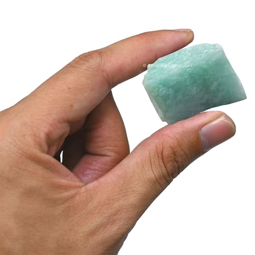 Image of Amazing Gemstone Amazonite Raw Crystals and Healing Stones, Natural Rocks for Tumbling - DIY Raw Stones and Crystals, 2 Pieces