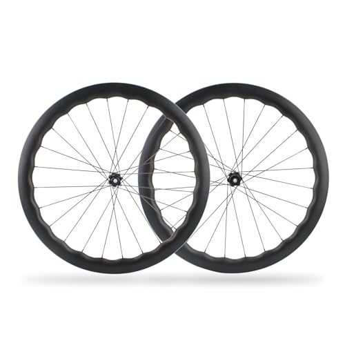 Carbon Fiber Road Bike Wheelset 50mm 1570g Wave Rims Disc Brake 700c Clincher Tubeless Wheels T700 Center Lock