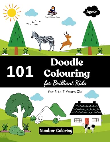 Image of 101 Doodle Colouring for Brilliant Kids - 5 to 7 Years Old - Number Coloring | Painting & Drawing Activity Book | Birthday Gifts for Kids, Boys & Girls, 5, 6, 7 Years