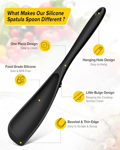 Image of BUNDLEPRO Silicone Cooking Spoons for Nonstick Cookware, One-Piece, 2 Pack
