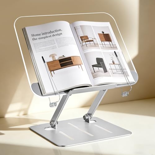 UBRINEXY Acrylic Book Stand for Reading Adjustable Hands-Free Book Holder