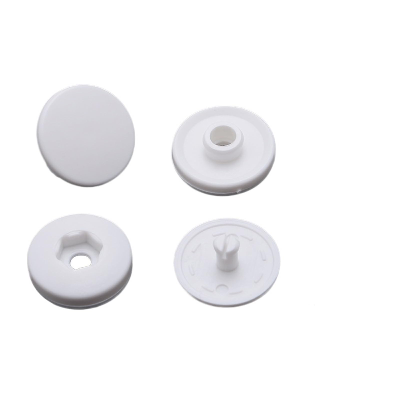 T5 Plastic Snap Buttons 100sets Hand Press Type Round Snaps Fasteners for DIY Crafts Sewing Accessories(White)