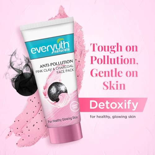 Image of Everyuth Naturals Anti Pollution Face Wash, Face Scrub & Face Pack Combo, Deep Cleansing & Skin Purifying, Suitable for All Skin Types, 50g Each (Pack of 3)