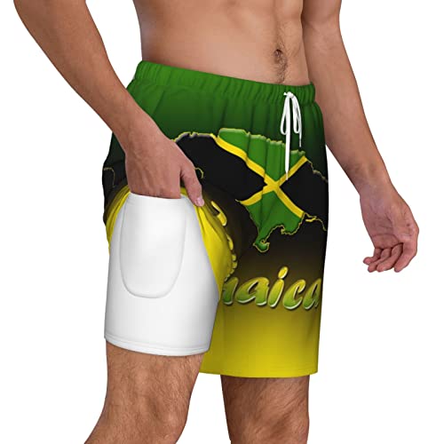 Men's Jamaica Swim Trunks with Compression Liner Quick Dry Swim Short