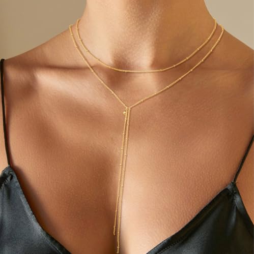 Lariat Necklace for Women, Long Chain, Drop & Layered Designs, Dainty Non-Tarnish Necklace2