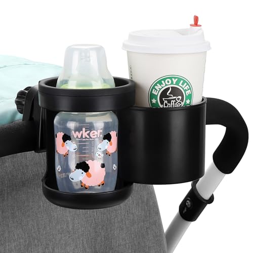 Image of Accmor Stroller Cup Holder, Universal Cup Holder for Walker Wheelchair Bike | 360 Rotatable Attachment Accessories for Uppababy Nuna Doona Strollers Scooter