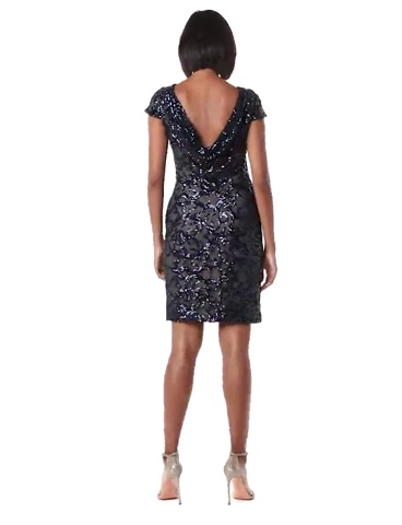Calvin Klein Women's Short Sequin Sleeve Dress, Indigo/Black, 4 at Amazon  Women's Clothing store