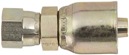 Image of Aeroquip 1GA5FJ6 Carbon Steel Global OTC (Over the Cover) Crimp Hose Fitting JIC 37 Degree Female Swivel, Straight, 3 /8 inch Hose ID, 5 /16 inch Tube Size