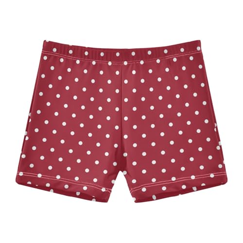 TSENQUE Red Polka Dot Swim Jammer Swimming Shorts Little Boys Bathing Suit Sizes 5-6t
