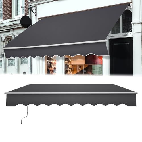 HENGMEI Store de balcon - Store de balcon à bras articulés avec manivelle - Protection solaire pour cours, balcons (400 x 300 cm)