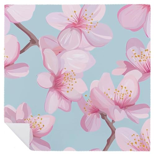Servilletas de tela con diseño de cerezas y acabado cuadrado para comedor 7