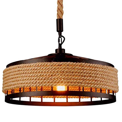 Lampe À Suspension En Corde De Chanvre Pendante Lumière Rétro Lampe À Corde E27 Lustre Rondes Hauteur Réglable Lampe Suspendue Industrielle Tissé À La Main Plafonnier Chambre Restaurant Bar Éclairage Cover