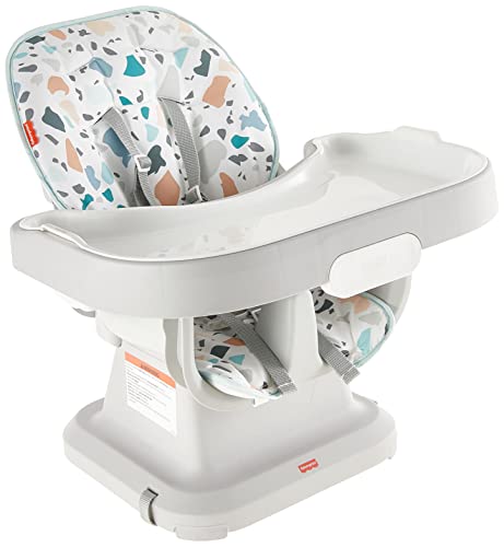 Image of Fisher-Price Baby Spacesaver Simple Clean High Chair Baby To Toddler Portable Dining Seat With Removable Tray Liner, Pacific Pebble