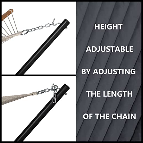 VEIKOU 2 Person Portable Hammock with Stand and Pillow, Double Freestanding Quilted 12ft Hammock with Frame and Spreader Bars, Grey - Image 5