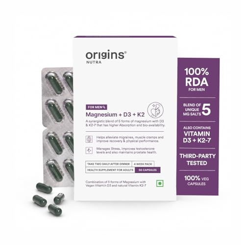 Image of Origins Nutra 5-in-1 Magnesium + D3 + K2-7 for Men | 440 mg Magnesium